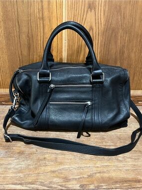 CZ Falconer Black Leather Satchel Bag